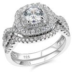 SHELOVES Womens Bridal Wedding Ring Set Engagement Rings 925 Sterling Silver Round Cubic Zirconia Sz J 1/2