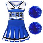 Koatobbor Girls Cheerleader Costume Cheerleading Outfit Dress for Halloween Party Birthday Gift 3-9Years (3-4 Years, Blue)