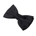 Kajeer Men's Bow Tie for Wedding Party - Solid Color Adjustable Tuxedo Bowtie Classy Silk Pre Tied Formal Bowties (Black, Solid colour)