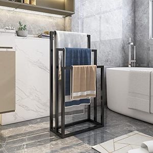 Porte-serviettes autonome à 3 niveaux, support de serviette en métal et égouttoir à serviettes pour salle de bain, cuisine, échelle pour serviettes, vêtements, essuie-mains, gants de toilette