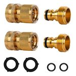 Garden Hose Quick Connect Fittings,Male Garden Hose Quick Connect Solid Brass Quick Connector Garden Hose Fitting Water Hose Connectors 3/4 inch GHT 4 PCS (Kit 3)