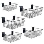 PYBTOOL Slatwall Baskets, 15-Inch Width Heavy Duty Steel Wire Slat Wall Hanging Basket - Versatile Slatwall Accessory for Retail, Garage, Office, Sports, Toys, and More (5 Pack)