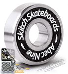 SKITCH Pro Skateboard Bearings Set - Premium Long Spin ABEC 9 Chrome Steel Bearing Kit for Longboards, Skate Boards, Scooters and Roller Skates + Washers + Spacers + Bonus Carry Case (8-Pack, Black)