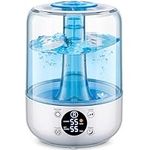 HiLIFE Humidifiers for Bedroom, 3L Ultrasonic Cool Mist Humidifiers for Home Baby Nursery & Plants, Quiet Top Fill Air Humidifier Lasts Up to 30 Hours, Auto Shut-Off, Filterless