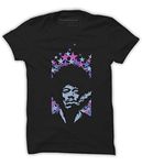 Quote Marshals Men's Jimi Hendrix Round Neck Black Cotton T-Shirt (M)