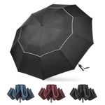 G4Free 62 Inch Auto Open Folding Umbrella with Reflective Stripe 10 Ribs Large Golf Umbrella Travel Compact Inverted Umbrella Windproof Double Canopy