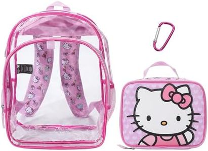 Bioworld Hello Kitty 2-Piece 16" Kids Clear Backpack & Lunch Box Set For School And Travel