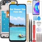 YHX-OU 6.56 Inch Black + Frame TFT Display for Honor X6a WDY-LX1, WDY-LX2 LCD Display Touch Screen Replacement Screen LCD Glass Assembly Digitizer + 1 Piece Screen Protector + Tools