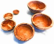 Orchard Hardwoods Nesting Set of 6 Artisan Olive Wood Serving Bowls. Unique Handmade Decorative Serve-ware for Fruit, Salad, Snacks, Condiments, Any Food. Small Mini Bowl 2" to Large 5.5-6.5"