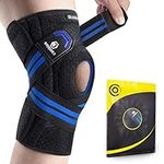 CAMBIVO Knee Brace with Side Stabilizers & Patella Gel Pads, Knee Compression Sleeve for Meniscus Tear, ACL, MCL, Arthritis, Injury Recovery, Adjustable Compression Knee Support for Women and Men(Upgrade Blue, Large)