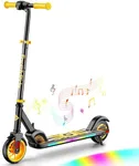 FanttikRide C9 Apex Electric Scooter for Kids 3.9ft-5.2ft, Bluetooth Music Speaker, Colorful Rainbow Lights, 5/8/10MPH, 5 Miles Range, Adjustable Height, Foldable, for Kids up to 132 lbs(Yellow)