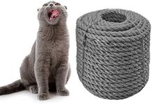 Sisal Rope 6mm for Cat Scratcher Repair and Replace Cat Scratching Post, DIY Scratching Furniture - Cat Tree, Scratch Carpet & Mat, Cat Kicker Toys, Gray 98ft/30m