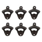 Luwanburg Vintage Cast Iron Open Here Wall Mounted Bottle Opener Set for Home Bar and Man Cave (6PCS)