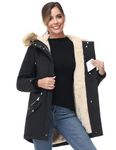 Women Sherpa Fleece Lined Winter Parka Coat Hooded Winter Parka Jacket(Black-new, X-Large)