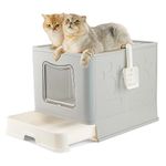 Pawsayes Extra Large Cat Litter Box, Enclosed Top Entry Big Cat Litter Boxes with Lid for Medium and Large Cats, Jumbo XL Covered High Wall Kitten Toilet for Multi Cats