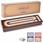AMEROUS Wooden Cribbage Board Game 