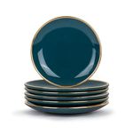 Shay Ceramic Quarter Plates Set Of 6, Teal Gold Goldline Series | Glossy Finish | Snacks Plates Set Of 6 | Dessert Plates | Snack Plate | Small Plates (Quarter Plates - Teal Gold)