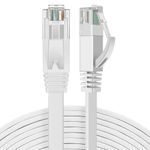 TNP Cat6 Flat Ethernet Network Cable (100FT) - High Performance & Tangle Free with Premium UTP Twisted Pair RJ45 Snagless Connector Jack Computer LAN Internet Networking Patch Wire Cord Plug - White