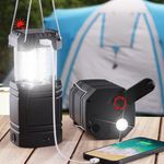 Camping Lantern, 3000mAh Rechargeable Solar Flashlight, 40 Hrs Battery Life, USB & Type-C Output Port, Collapsible Portable Camping Light for Power Outage/Hiking/Fishing/Emergency