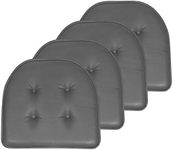 Sweet Home Collection Chair Cushion Memory Foam Pads Tufted Slip Non Skid Rubber Back U-Shaped 17" x 16" Seat Cover, 4 Count (Pack of 1), Faux Leather Gray