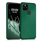 kwmobile Case Compatible with Google Pixel 5 Case - Soft Slim Metallic TPU Silicone Cover - Dark Metallic Green