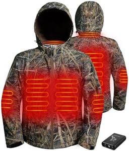 Hunt Quiet Heated Jacket for Men with Battery Pack - Waterproof Hunting Clothes & Insulated Coat for Duck Hunting, Fully Sealed Zipper (Evos Camo, XL)