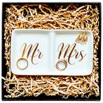 Engagement Gifts for Couples - Mr and Mrs Ring Dish Wedding Ring Holder, Bridal Shower Wedding Gifts for Couple, Her, Newly Engaged, Mr and Mrs Gifts, by Amy Holt Bridal