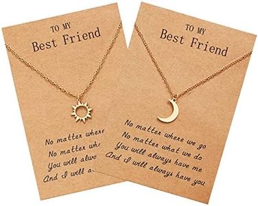 Best Friend Necklace for 2, Sun and Moon Matching Friendship Necklace Jewelry Gifts for BFF Sisters, Stainless Steel, No Gemstone