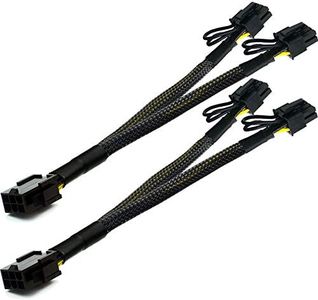 TeamProfitcom PCI-e 6 Pin to Dual PCIe 8 Pin (6+2) Graphics Card PCI Express Power Adapter GPU VGA Y-Splitter Extension Cable Mining Video Card Sleeved Power Cable 9 inches (2 Pack)