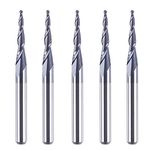 SpeTool 5Pc/Pack Tapered Cone 1/8 End Mills 0.5MM Cutting Radius(1.0mm Diameter) 3D Wood Engrave CNC Router Bits Tools