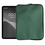 kwmobile Case Compatible with 12,4"-12,9" Tablet Cover - Tablet Sleeve - Protective Canvas 28.7 x 21.7 cm - Dark Green