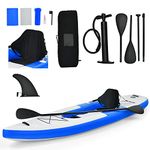 COSTWAY 10.8ft Inflatable Kayak, 1 Person Sit on Canoe with Adjustable Aluminum Oar, Hand Pump and Padded Seat, Paddle Kayaks Blow up Boat for River Lake Sea (Blue)