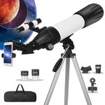 Telescope, Telescope for Adults, 80mm Aperture 600mm Astronomy Refractor Telescope for Kids Beginners, Fully Multi-Coated Optics Portable Telescope with AZ Tripod, Phone Adapter and Bag, Easy Set Up