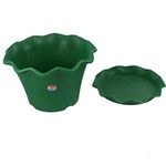 Gardens Need Orchid Pot with Same Color Drip Tray - 12", Pack of 2 Sets, Dark Green