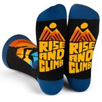 Lavley Funny Socks for Outdoor Activities Lovers and More - Novelty Gifts for Men, Women, and Teens, Rise and Climb (Rock Climbing), One Size