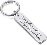 DM Fashion Drive safe Keychain Gift for Boyfriend Husband from Girlfriend Wife, Birthday Gifts Engraved Handsome I Need You Here With Me