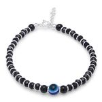 ZAVYA 925 Sterling Silver Designer Evil Eye Rhodium Plated Adjustable Beaded Bracelet | Gift for Women & Girls | With Certificate of Authenticity & 925 Hallmark