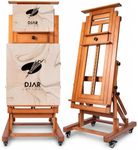 DJAR Extra Large H-Frame Studio Art Easel with Lockable Casters, Walnut