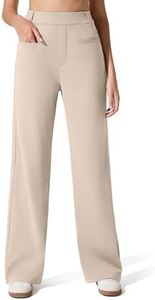 G4Free Women's Dress Pants with Pockets Straight Leg Yoga Work Stretchy Business Trousers Casual Slacks Belt Loops (27.5,Light Khaki,XS)