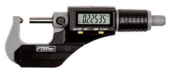 Fowler 54-860-114-1 Electronic IP54 Ball Anvil Micrometer, Range: 1-2"/25-50 mm, 0.00016"/0.004 mm Accuracy, 0.00005"/0.001 mm, Steel
