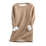 Keepink Jumpers for Women UK Clearance Thick Fleece Lined Jumper Solid Casual Round Neck Long Sleeve Pullover Tops Long Sweater Loungewear Fall Winter Warm Sweatshirt Plus Size 8-22