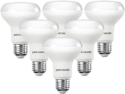 paul russells Daylight E27 Spotlight 10W LED Reflector R80 Light Edison Screw 60w Equivalent Replacement Bulb 940 Lumen 6500K Frosted 120° Beam Angle ES Energy Saving Lightbulbs, Pack of 6