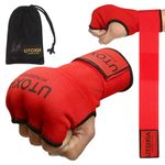 UTOXIA Boxing Hand Wraps Inner Gloves, Pro Boxing Elasticated Gel Gloves for Combat Sports, Pro Grip Boxing Inner Gloves For Men and Women (Red, M)