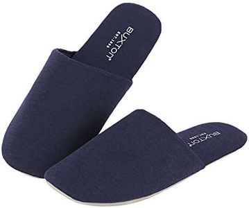 BUXTON Cozy Lightweight and Memory foam Indoor Slippers for Womens and Mens(unisex), Foldable Slippers with Mesh bag-For Home,Travel,Spa and Hotel, Navy, Small-Medium Women/Small-Medium Men