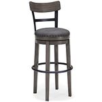 Signature Design by Ashley Caitbrook 30.5" Industrial Pub Height Upholstered Swivel Barstool, Gray