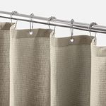 mDesign Waffle Knit Shower Curtain - Long Cotton Blend Bathroom Shower Curtain - Spa Quality, Luxury, Solid Color Cloth Shower Curtains for Bathroom - Hyde Collection, 72" x 72" - Dark Khaki