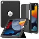 Timecity iPad 8th/ 7th Generation Case 10.2 Inch 2020/2019.Auto Wake/Sleep Magnetic Smart Tablet Case with Pencil Holder Stand, Three Layer Rugged Heavy Duty Case for iPad 8th/ 7th Gen 10.2 Inch,Black