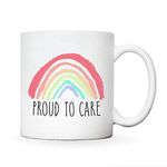 Rainbow gifts | Proud to care mug | coffee cup | thank you NHS Keyworker gift | thinking of you/miss you gifts | inspirational gifts for women or men