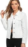 PEIQI White Classic Jean Jackets for Women Basic Long Sleeve Button Downs Denim Jackets XS