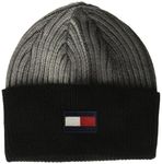 Tommy Hilfiger Men's Ribbed Cuff Hat Beanie, Heather Grey Flag, One Size